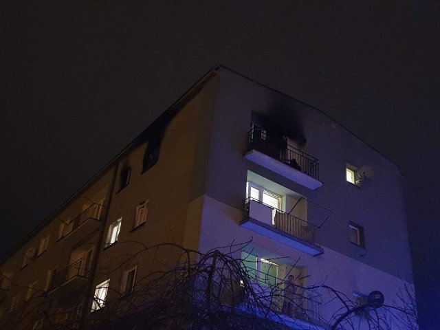 Pożar w bloku na ul. Sosnowej w Przasnyszu
